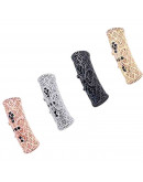 Tubo (2). Aleación Baño 18k Gold. Zirconia BLACK. 26x9 milímetros. 6 mm perforación. 1 unidad. Tubo (2). Aleación Baño 18k Gold. Zirconia BLACK. 26x9 milímetros. 6 mm perforación. 1 unidad.