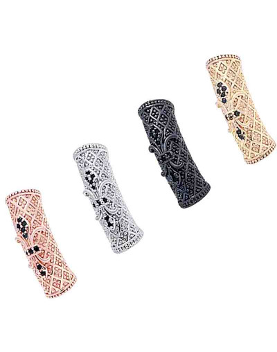 Tubo (2). Aleación Baño 18k Gold. Zirconia BLACK. 26x9 milímetros. 6 mm perforación. 1 unidad.