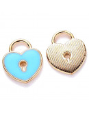 Corazones. Aleación de cobre y esmalte. Color Celeste. 13x11x2 milímetros. 4 mm perforación. 4 uds. Corazones. Aleación de cobre y esmalte. Color Celeste. 13x11x2 milímetros. 4 mm perforación. 4 uds.