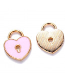 Corazones. Aleación de cobre y esmalte. Color Rosado. 13x11x2 milímetros. 4 mm perforación. 4 uds. Corazones. Aleación de cobre y esmalte. Color Rosado. 13x11x2 milímetros. 4 mm perforación. 4 uds.