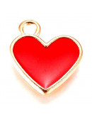 Corazón. Aleación de cobre y esmalte. Color rojo. 13x11.5x1.5 mm 1.5 mm perforación. 4 unidades Corazón. Aleación de cobre y esmalte. Color rojo. 13x11.5x1.5 mm 1.5 mm perforación. 4 unidades