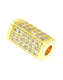 Ortoedro (1). Aleación Baño 18k Gold. Zirconia CLEAR. 13,8x7,3 milímetros. 3,5 mm perforación. 1 ud.