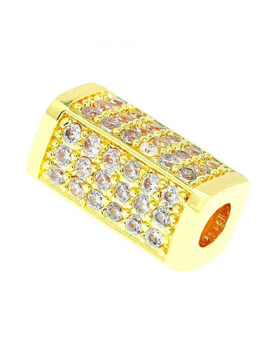 Ortoedro (1). Aleación Baño 18k Gold. Zirconia CLEAR. 13,8x7,3 milímetros. 3,5 mm perforación. 1 ud.