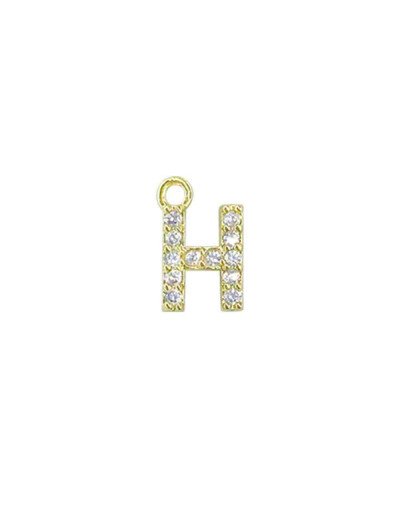 Letra "H". Aleación+Zirconia. Baño 18K Gold. 12 milímetros. 5 milímetros arandela. 1 unidad.