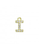 Letra "I". Aleación+Zirconia. Baño 18K Gold. 12 milímetros. 5 milímetros arandela. 1 unidad.