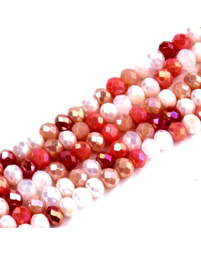 Rondelle faceteado. 3,5x3 milímetros. TOMATO. 0,8 mm perforación. 140 uds hilo (aproximado).