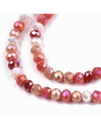 Rondelle faceteado. 3,5x3 milímetros. TOMATO. 0,8 mm perforación. 140 uds hilo (aproximado).