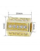 Hexágono (2). Aleación Baño 18k Gold. Zirconia CLEAR. 10x8 milímetros. 4 mm perforación. 1 ud. Hexágono (2). Aleación Baño 18k Gold. Zirconia CLEAR. 10x8 milímetros. 4 mm perforación. 1 ud.