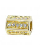 Hexágono (2). Aleación Baño 18k Gold. Zirconia CLEAR. 10x8 milímetros. 4 mm perforación. 1 ud. Hexágono (2). Aleación Baño 18k Gold. Zirconia CLEAR. 10x8 milímetros. 4 mm perforación. 1 ud.