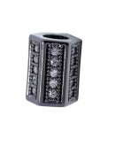 Hexágono (2). Aleación Gun Metal. Zirconia CLEAR. 10x8 milímetros. 4 mm perforación. 1 ud. Hexágono (2). Aleación Gun Metal. Zirconia CLEAR. 10x8 milímetros. 4 mm perforación. 1 ud.