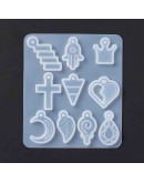 Moldes de silicona. Para resina. 10 formas diferentes. 80x68x4 milímetros. 1 unidad. Moldes de silicona. Para resina. 10 formas diferentes. 80x68x4 milímetros. 1 unidad.