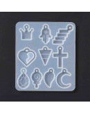 Moldes de silicona. Para resina. 10 formas diferentes. 80x68x4 milímetros. 1 unidad. Moldes de silicona. Para resina. 10 formas diferentes. 80x68x4 milímetros. 1 unidad.