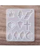 Moldes de silicona. Para resina. 10 formas diferentes. 80x68x4 milímetros. 1 unidad. Moldes de silicona. Para resina. 10 formas diferentes. 80x68x4 milímetros. 1 unidad.