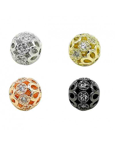 Esfera (6). Aleación Baño 18k Gold. Zirconia CLEAR. 8 milímetros diámetro. 1,5 mm perforación. 1 ud.