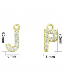 Letra "L". Aleación+Zirconia. Baño 18K Gold. 12 milímetros. 5 milímetros arandela. 1 unidad.