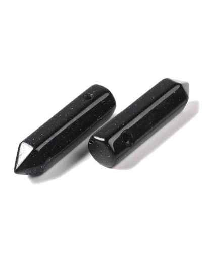 Aventurina Azul. Hexágono una punta. Faceteado. 30~33x8~9 milímetros. 1,5 mm perforación. 1 unidad.