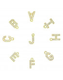 Letra "N". Aleación+Zirconia. Baño 18K Gold. 12 milímetros. 5 milímetros arandela. 1 unidad.