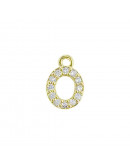 Letra "O". Aleación+Zirconia. Baño 18K Gold. 12 milímetros. 5 milímetros arandela. 1 unidad.