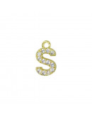 Letra "S". Aleación+Zirconia. Baño 18K Gold. 12 milímetros. 5 milímetros arandela. 1 unidad. Letra "S". Aleación+Zirconia. Baño 18K Gold. 12 milímetros. 5 milímetros arandela. 1 unidad.