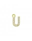 Letra "U". Aleación+Zirconia. Baño 18K Gold. 12 milímetros. 5 milímetros arandela. 1 unidad. Letra "U". Aleación+Zirconia. Baño 18K Gold. 12 milímetros. 5 milímetros arandela. 1 unidad.