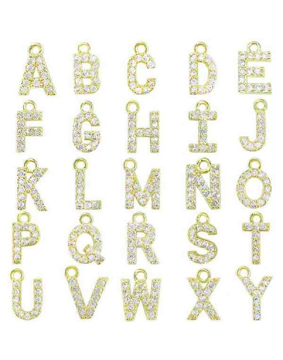 Letra "U". Aleación+Zirconia. Baño 18K Gold. 12 milímetros. 5 milímetros arandela. 1 unidad.