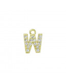 Letra "W". Aleación+Zirconia. Baño 18K Gold. 12 milímetros. 5 milímetros arandela. 1 unidad. Letra "W". Aleación+Zirconia. Baño 18K Gold. 12 milímetros. 5 milímetros arandela. 1 unidad.