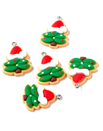 Navidad (2). Resina+Aleación de cobre. Color plateado. 29x21x5 milímetros. 2 mm perforación. 2 uds.