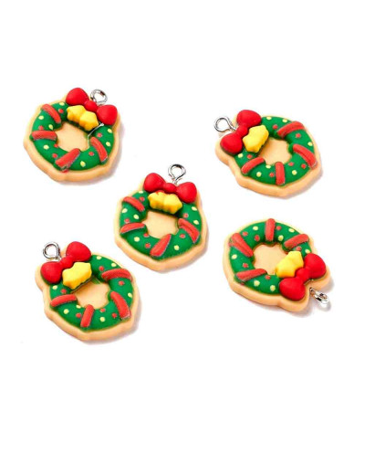 Navidad (3). Resina+Aleación de cobre. Color plateado. 26x21x6 milímetros. 2 mm perforación. 2 uds.