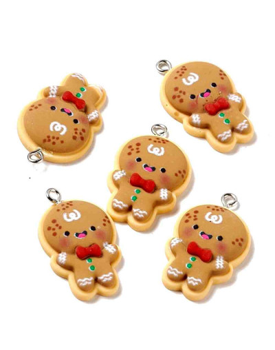 Navidad (4). Resina+Aleación de cobre. Color plateado. 30x18x5 milímetros. 2 mm perforación. 2 uds.