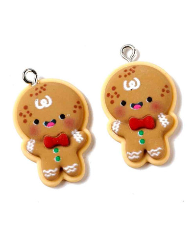 Navidad (4). Resina+Aleación de cobre. Color plateado. 30x18x5 milímetros. 2 mm perforación. 2 uds.