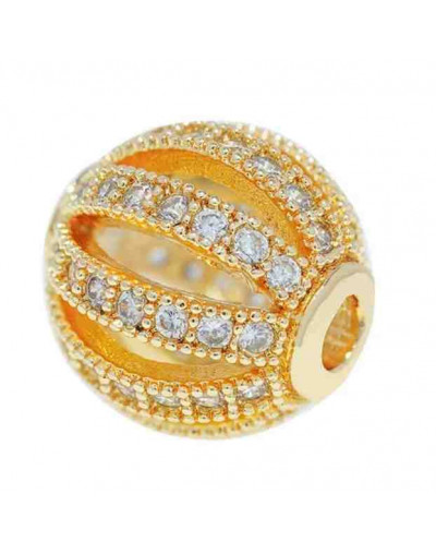 Esfera (5). Aleación Baño 18k Gold. Zirconia CLEAR. 8 milímetros diámetro. 2 mm perforación. 1 ud.