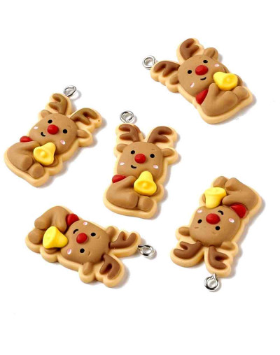 Navidad (6). Resina+Aleación de cobre. Color plateado. 31x18x6 milímetros. 2 mm perforación. 2 uds.