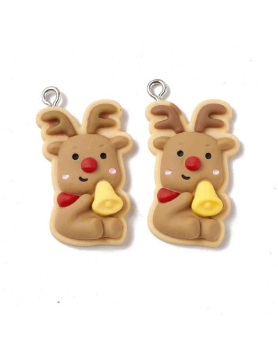 Navidad (6). Resina+Aleación de cobre. Color plateado. 31x18x6 milímetros. 2 mm perforación. 2 uds.