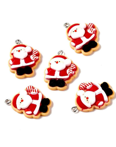 Navidad (8). Resina+Aleación de cobre. Color plateado. 28x20x6 milímetros. 2 mm perforación. 2 uds.