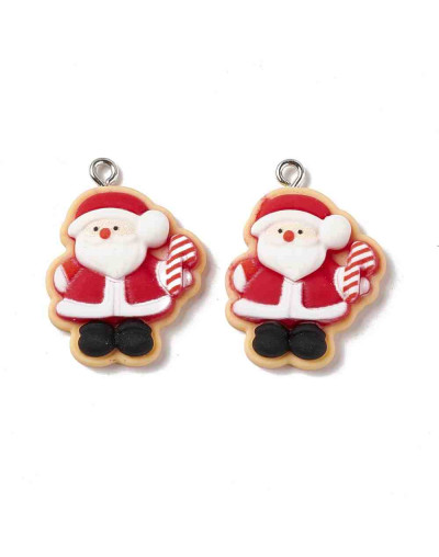 Navidad (8). Resina+Aleación de cobre. Color plateado. 28x20x6 milímetros. 2 mm perforación. 2 uds.