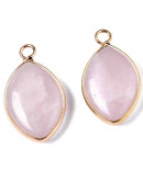 Cuarzo rosa + bronce. Ovalado. 25x14x5,5 milímetros. 2,5 mm perforación. 1 unidad. Cuarzo rosa + bronce. Ovalado. 25x14x5,5 milímetros. 2,5 mm perforación. 1 unidad.