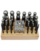 Embutidora. 25 piezas. Acero. Base de madera. Bloque: 2x2x2". 1 set. Embutidora. 25 piezas. Acero. Base de madera. Bloque: 2x2x2". 1 set.