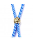 Nylon twist regulable para pulsera. Celeste. Bañado (18kGold). 220x4 mm. 2 mm perforación. 1 ud. Nylon twist regulable para pulsera. Celeste. Bañado (18kGold). 220x4 mm. 2 mm perforación. 1 ud.