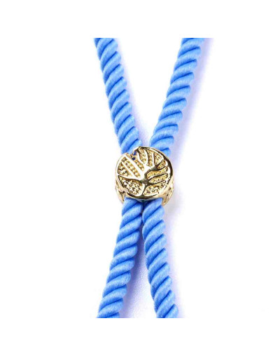 Nylon twist regulable para pulsera. Celeste. Bañado (18kGold). 220x4 mm. 2 mm perforación. 1 ud.