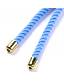 Nylon twist regulable para pulsera. Celeste. Bañado (18kGold). 220x4 mm. 2 mm perforación. 1 ud. Nylon twist regulable para pulsera. Celeste. Bañado (18kGold). 220x4 mm. 2 mm perforación. 1 ud.