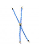 Nylon twist regulable para pulsera. Celeste. Bañado (18kGold). 220x4 mm. 2 mm perforación. 1 ud. Nylon twist regulable para pulsera. Celeste. Bañado (18kGold). 220x4 mm. 2 mm perforación. 1 ud.