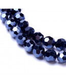 Esfera faceteada. Electroplateado azul. 6 mm diámetro. 1 mm perforación. 100 uds hilo (aprox).