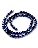 Esfera faceteada. Electroplateado azul. 6 mm diámetro. 1 mm perforación. 100 uds hilo (aprox).