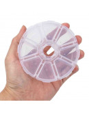 Organizador. 8 divisiones. 10,5 centímetros diámetro. 2,8 cm grosor. 1 unidad. Organizador. 8 divisiones. 10,5 centímetros diámetro. 2,8 cm grosor. 1 unidad.
