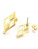 Pin para aretes con cierre. Rombo. Acero inoxidable. Color dorado. Pin 24x13,5 milímetros. 2 uds. Pin para aretes con cierre. Rombo. Acero inoxidable. Color dorado. Pin 24x13,5 milímetros. 2 uds.