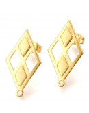 Pin para aretes con cierre. Rombo. Acero inoxidable. Color dorado. Pin 24x13,5 milímetros. 2 uds. Pin para aretes con cierre. Rombo. Acero inoxidable. Color dorado. Pin 24x13,5 milímetros. 2 uds.