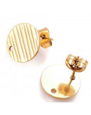 Pin para aretes con cierre. Acero inoxidable. Color dorado. 12 milímetros diámetro. 2 unidades. Pin para aretes con cierre. Acero inoxidable. Color dorado. 12 milímetros diámetro. 2 unidades.