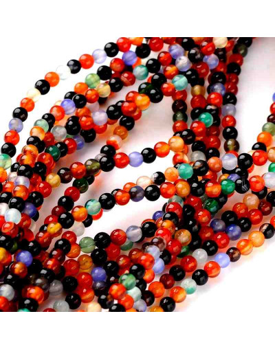 Agata. Varios colores. 08 mm diámetro. 1 mm perforación. 50 unidades hilo (aproximado).