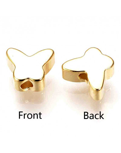 Mariposas. Aleación de cobre. Baño 18K Gold. 5x6x2,5 milímetros. 1 mm perforacion. 2 unidades.