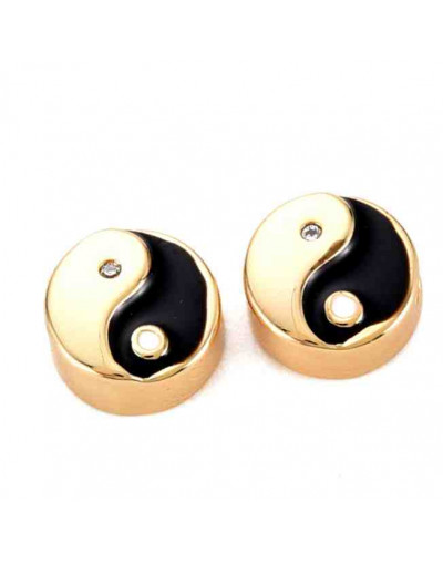 Yin Yang. Aleación de cobre. Baño 18K Gold. 8x4 milímetros. 1,4 mm perforacion. 1 unidad.